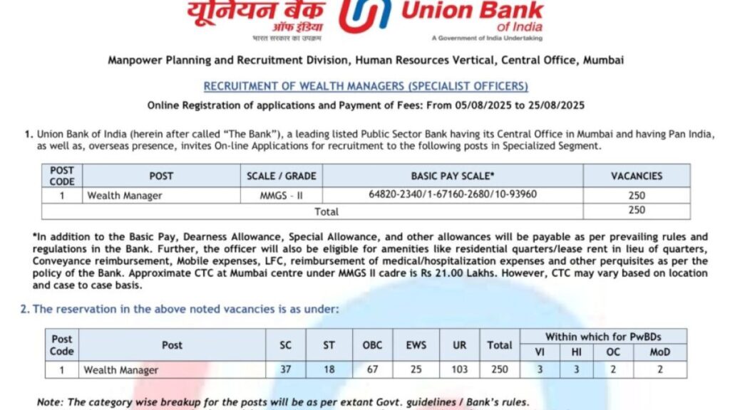 Union Bank SO भर्ती 2025
