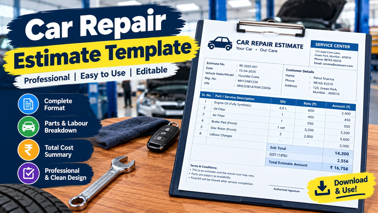 car repair estimate template