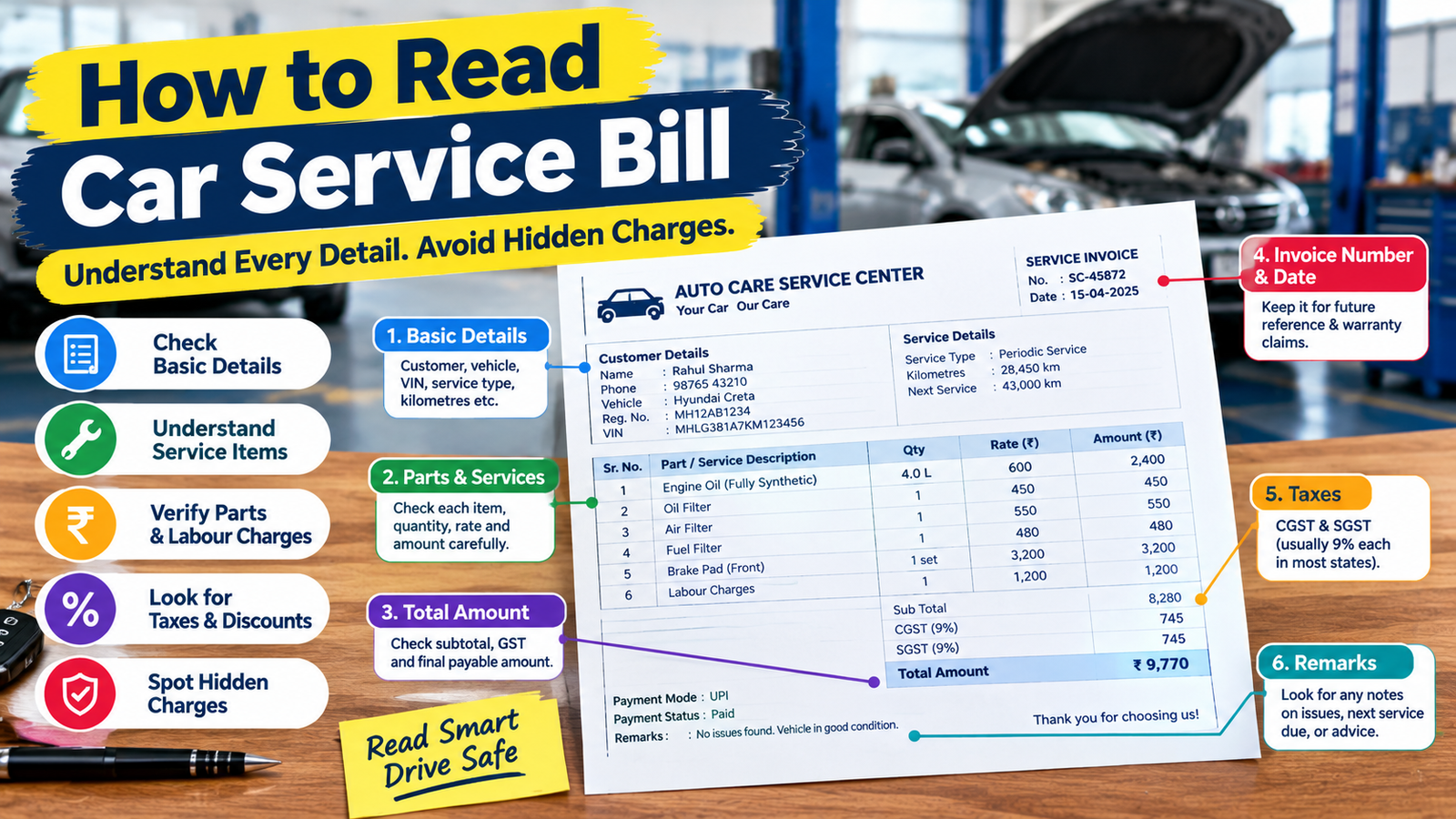 How to Read a Car Service Bill
