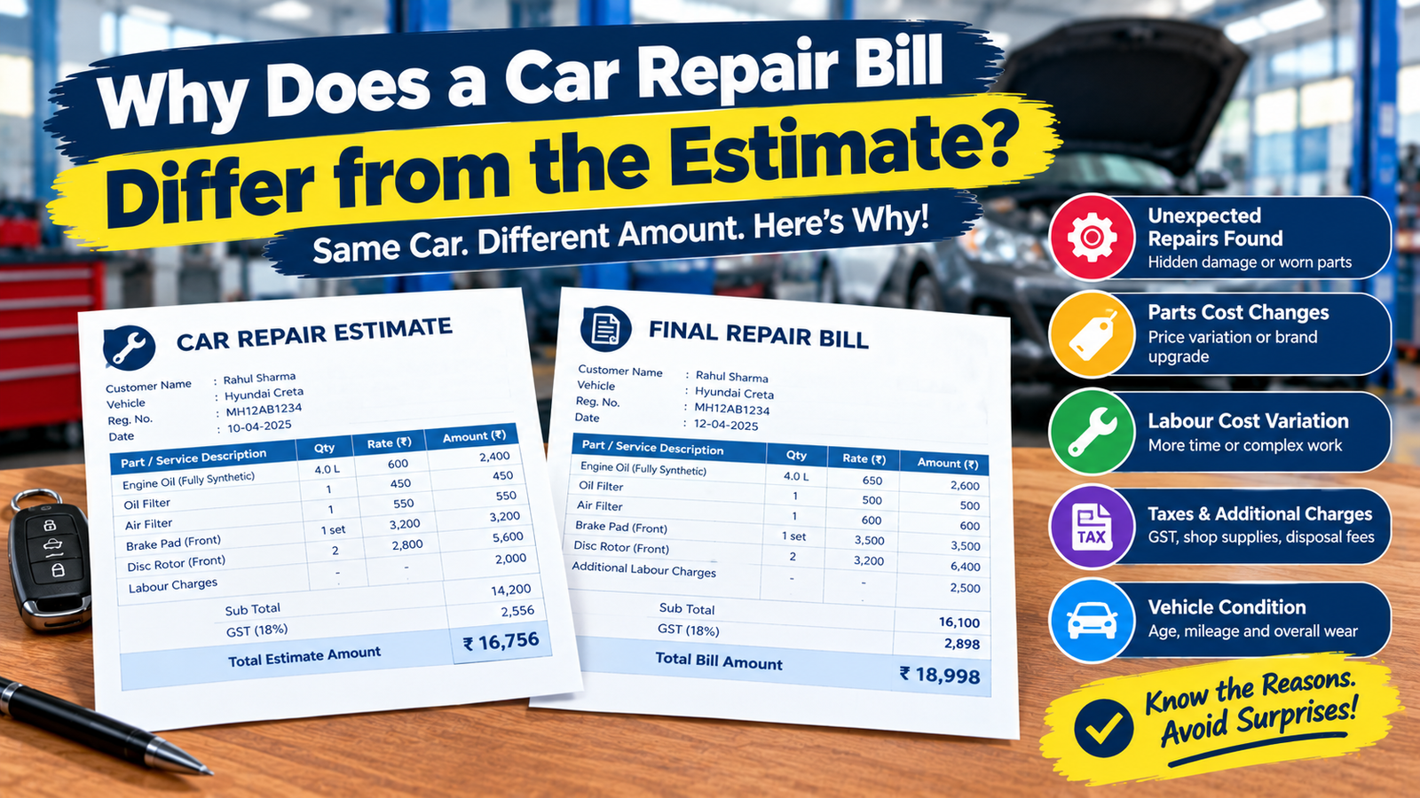 Why Does a Car Repair Bill Differ from the Estimate?